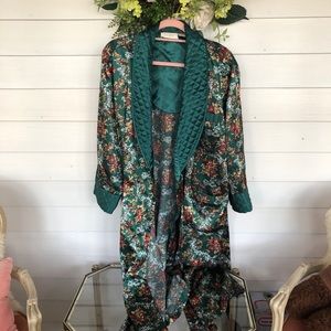 Vintage Victoria’s Secret long satin emerald robe